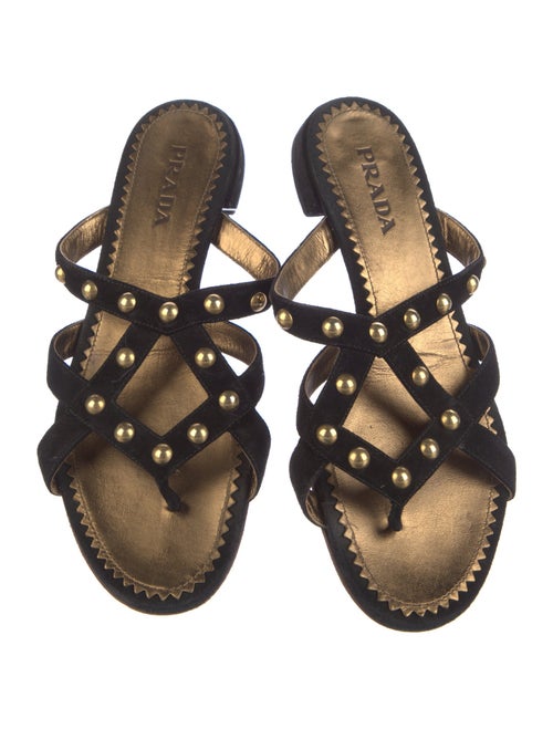 Prada Suede Studded Accents Slides