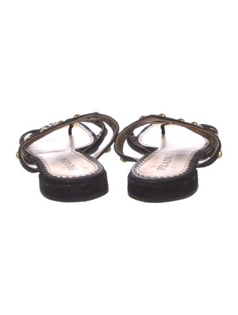 Prada Suede Studded Accents Slides