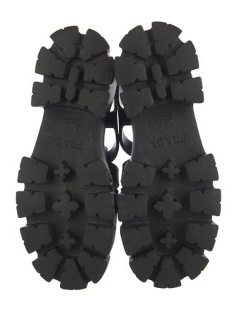 Prada Enameled Metal Triangle Rubber Slingback Sandals