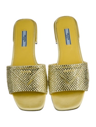 Prada Satin Crystal Embellishments Slides