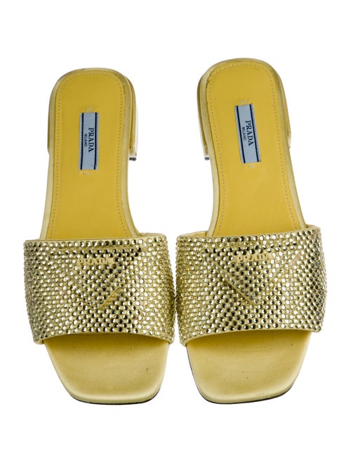 Prada Satin Crystal Embellishments Slides