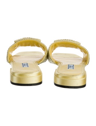 Prada Satin Crystal Embellishments Slides