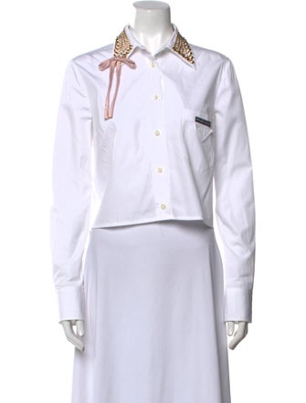 Prada 2019 Long Sleeve Button-Up Top