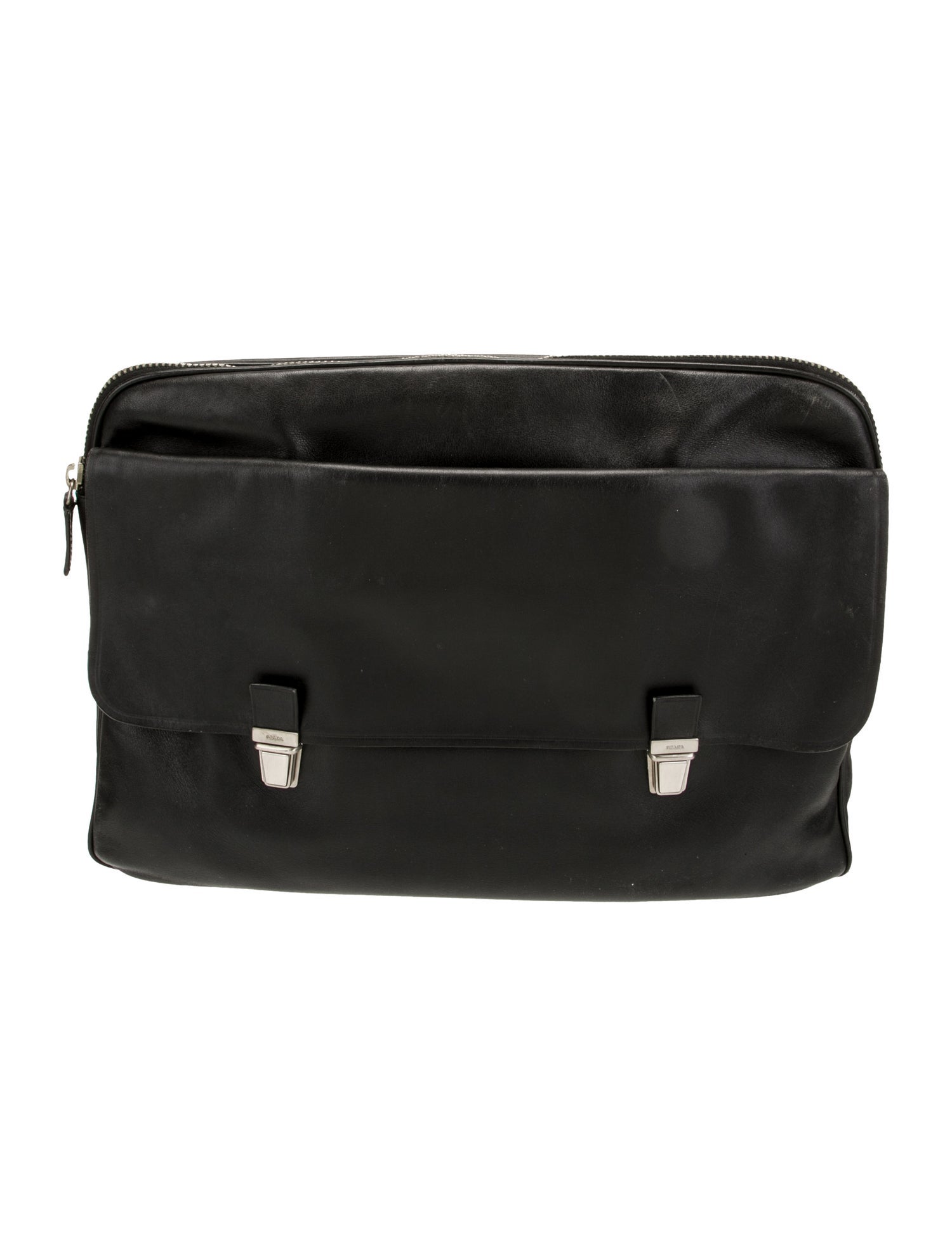 Prada Enameled Metal Triangle Portfolio