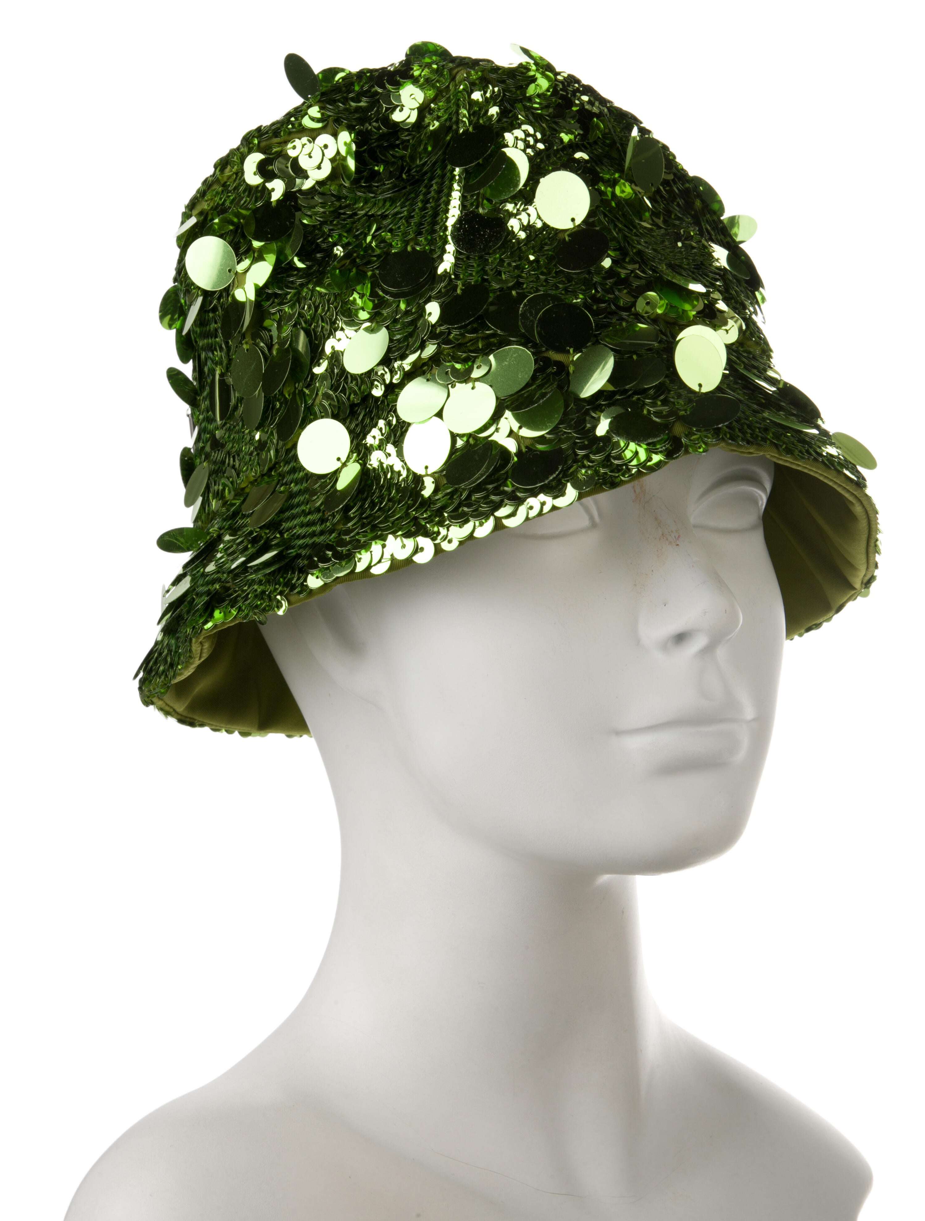 Prada Metallic Nylon Bucket Hat w/ Sequin Embellishment Throughout w/Tags