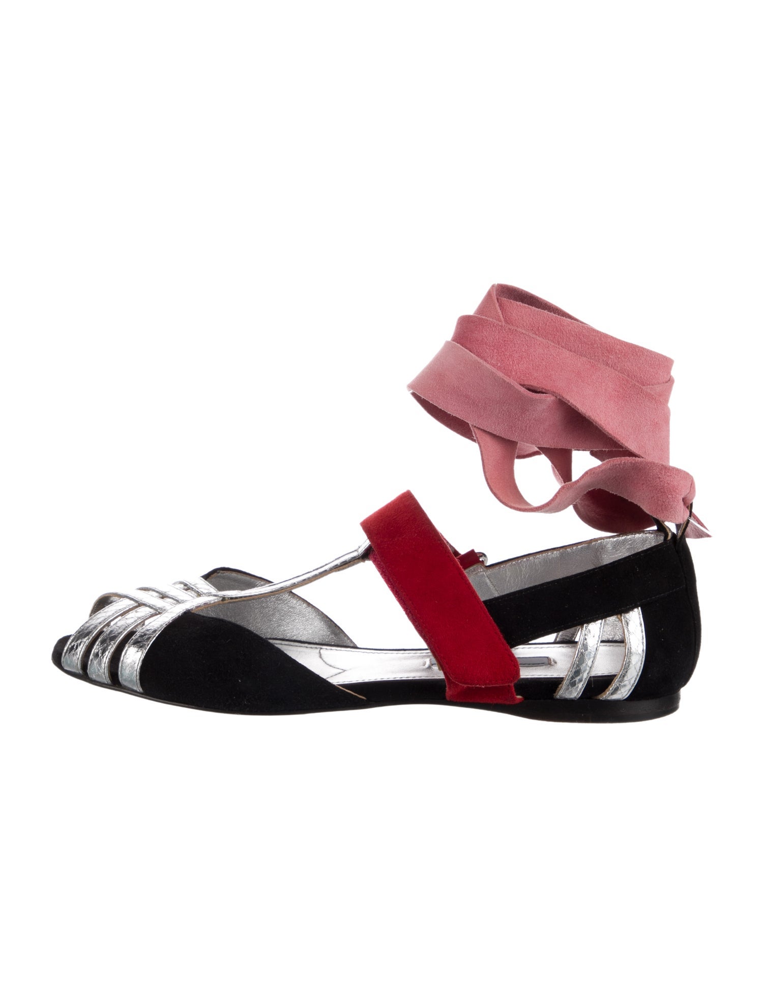 Prada Suede Colorblock Pattern Flats