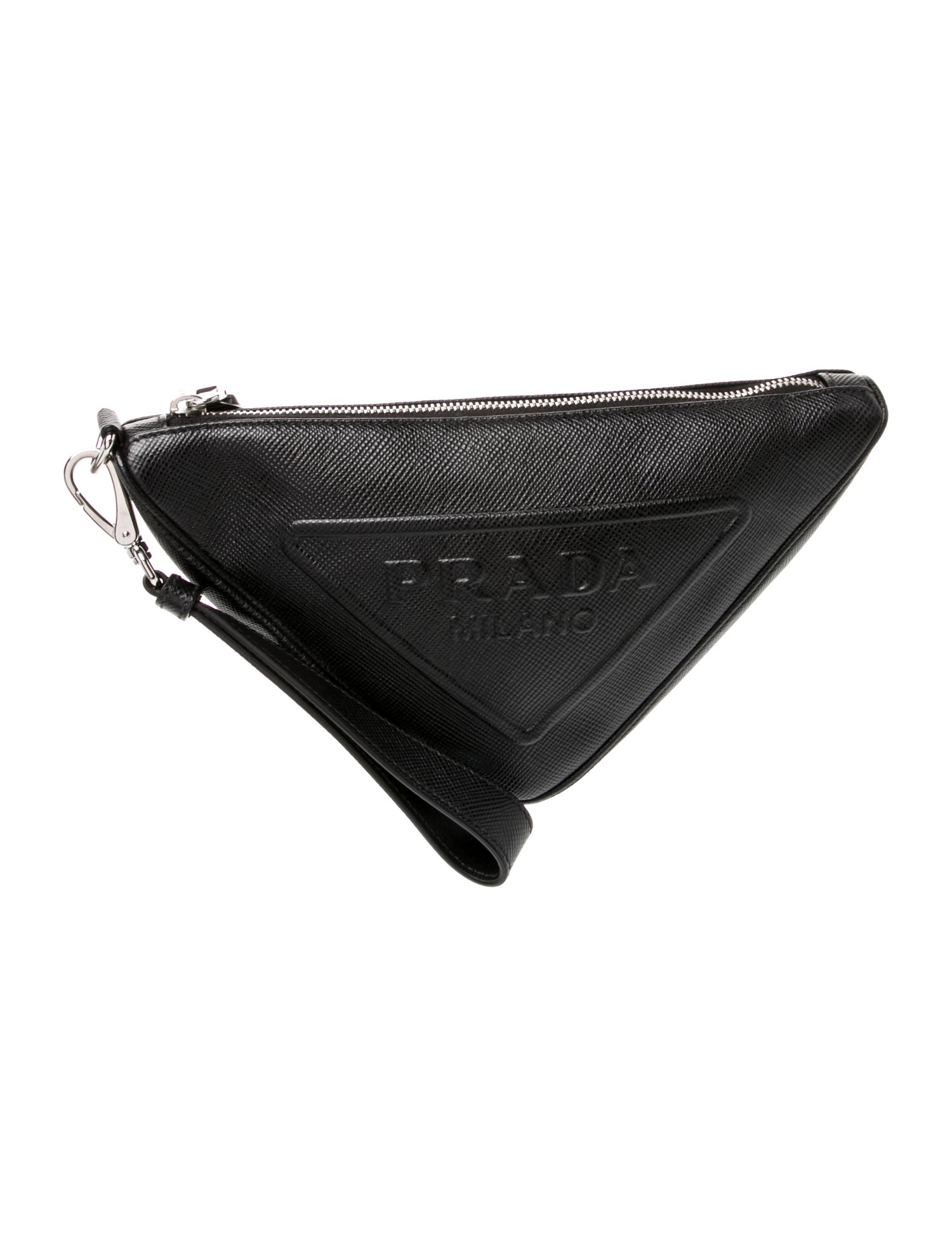 Prada Enameled Metal Triangle Triangle