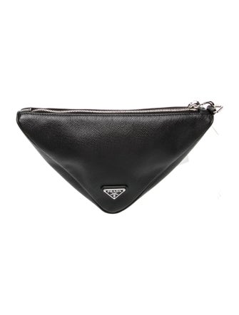 Prada Enameled Metal Triangle Triangle