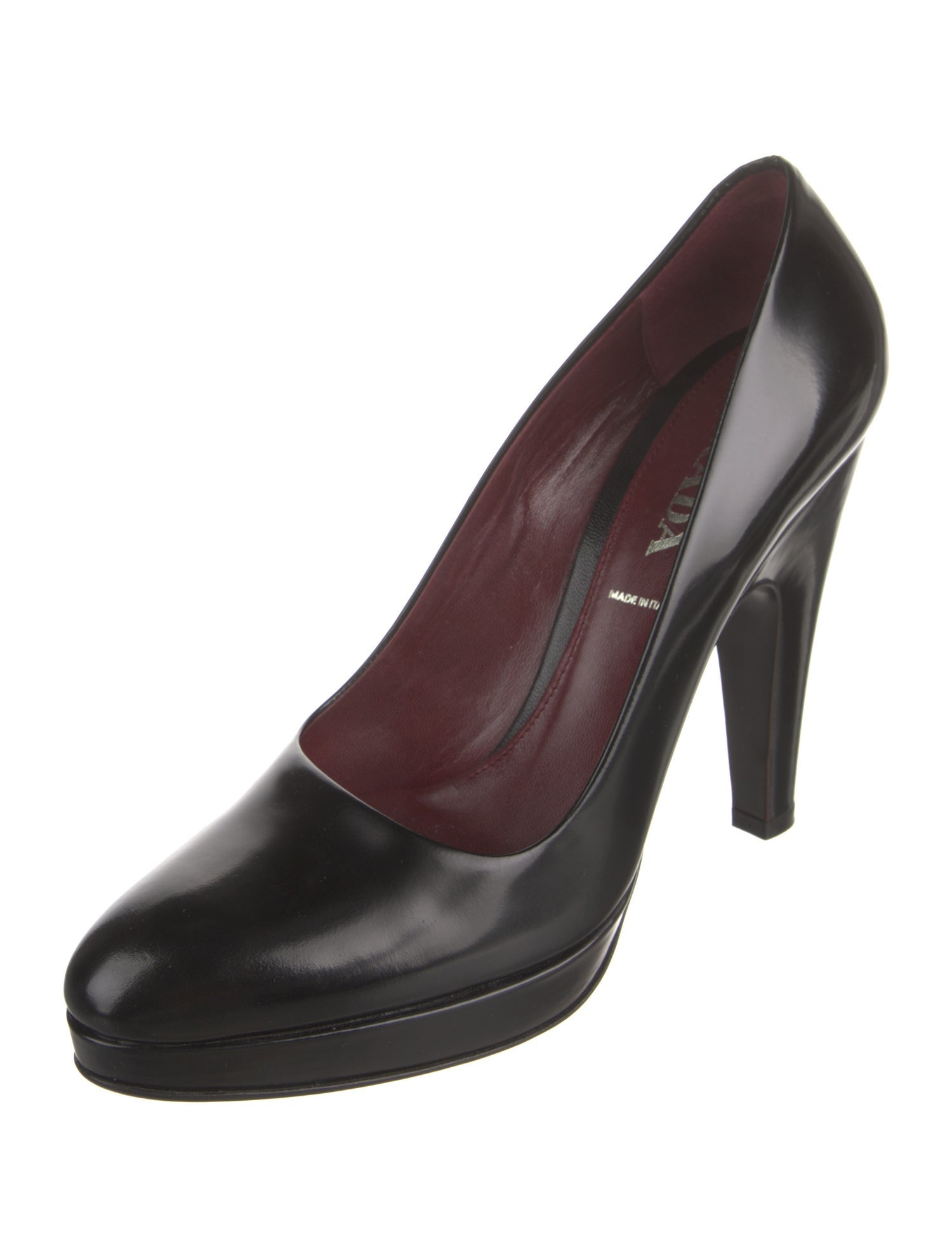 Prada Leather Embroidered Accent Pumps