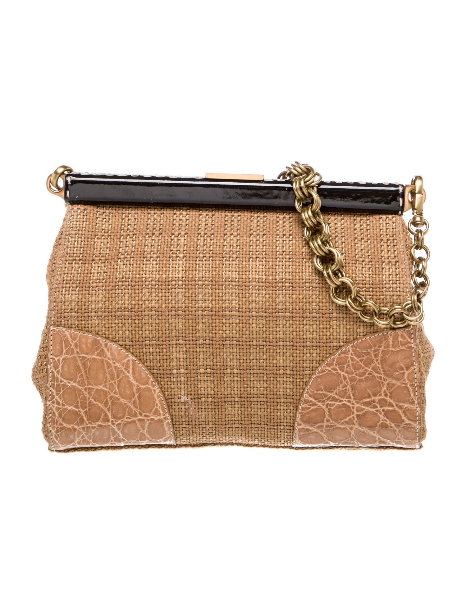 Prada Enameled Metal Triangle Paglia