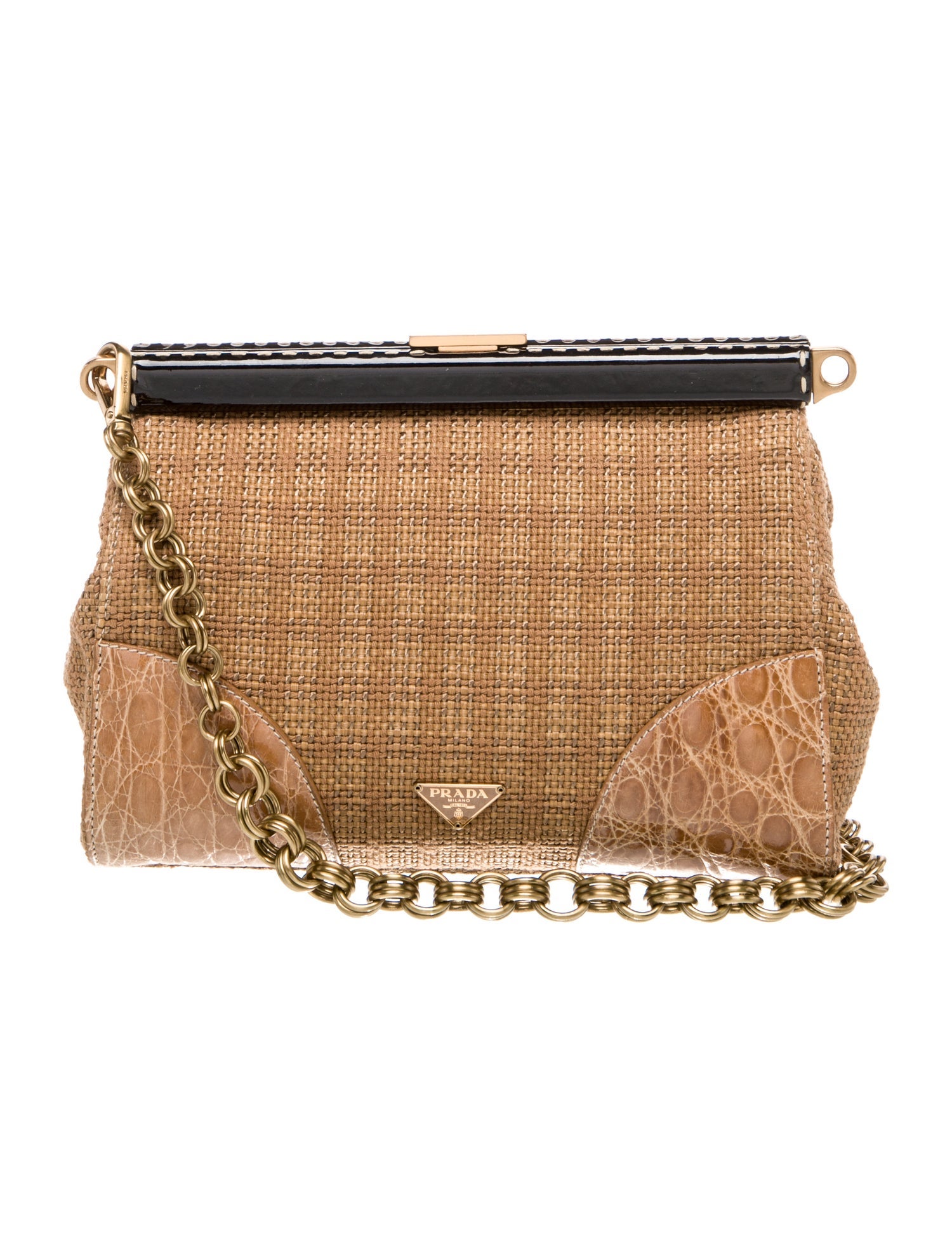 Prada Enameled Metal Triangle Paglia