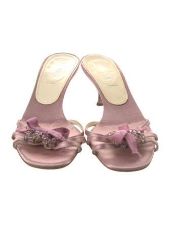 Prada Satin Beaded Accents Slides