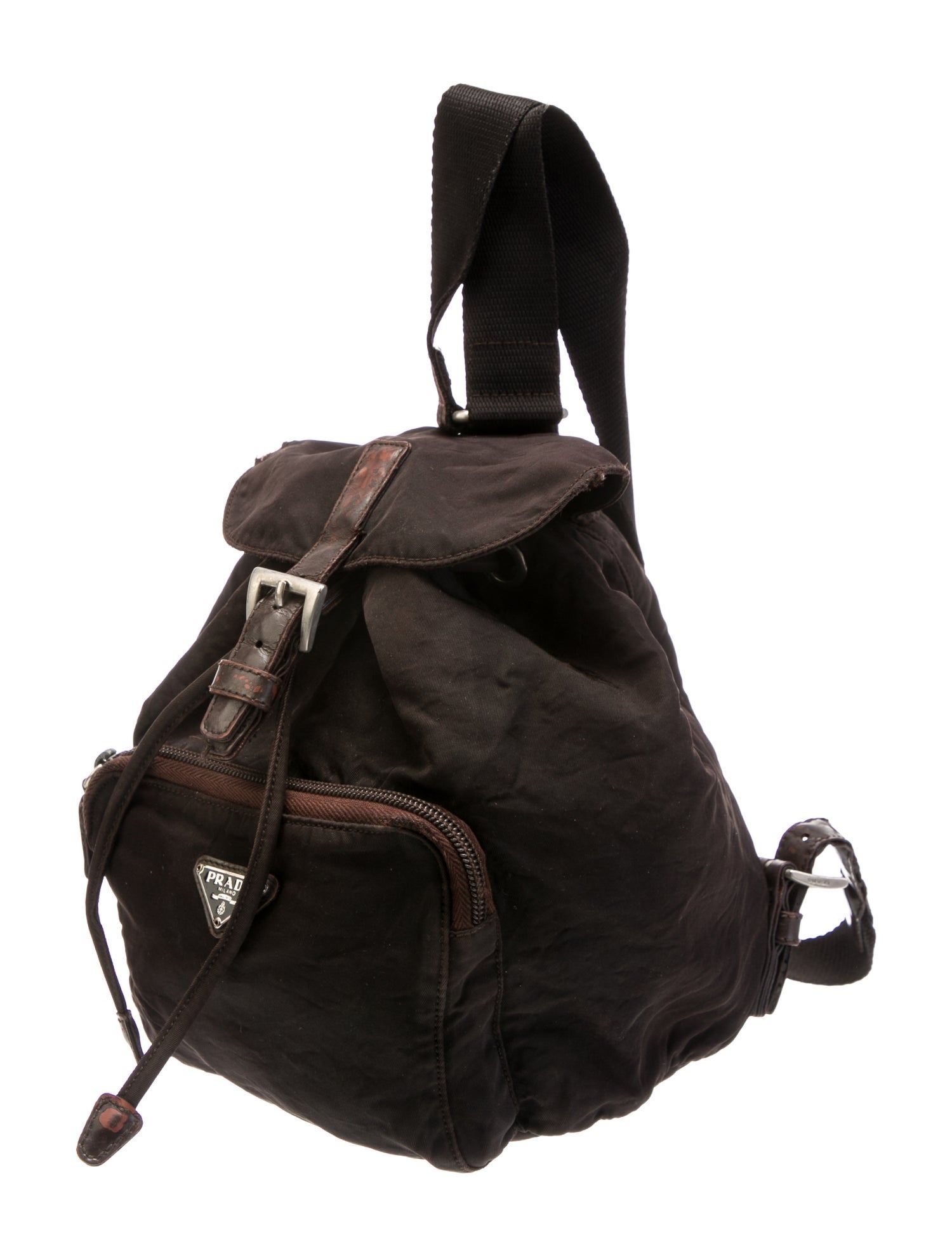 Prada Enameled Metal Triangle Backpack