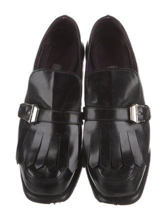 Prada Leather Fringe Trim Accent Pumps