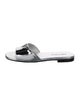 Prada Signature Logo Patent Leather Slides