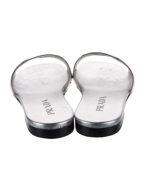 Prada Signature Logo Patent Leather Slides
