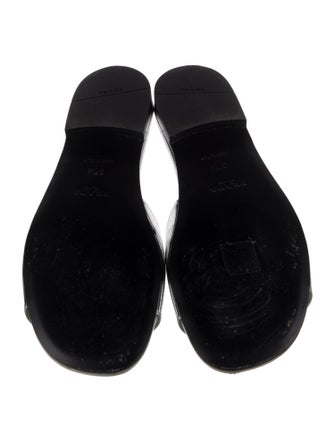 Prada Signature Logo Patent Leather Slides