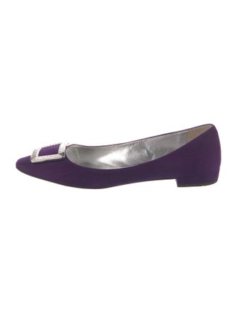 Prada Suede Crystal Embellishments Flats