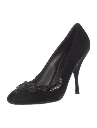 Prada Suede Sequin Embellishments Pumps