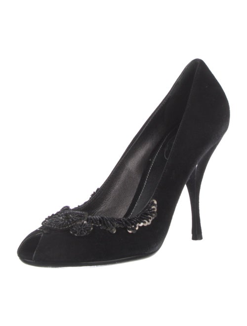 Prada Suede Sequin Embellishments Pumps