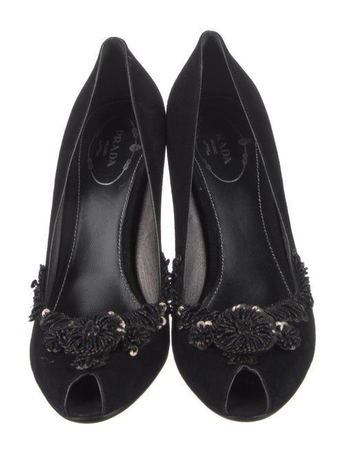 Prada Suede Sequin Embellishments Pumps