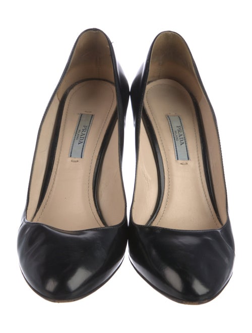 Prada Embossed Leather Cutout Accent Pumps