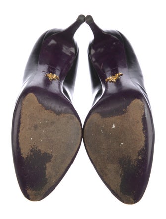 Prada Embossed Leather Cutout Accent Pumps