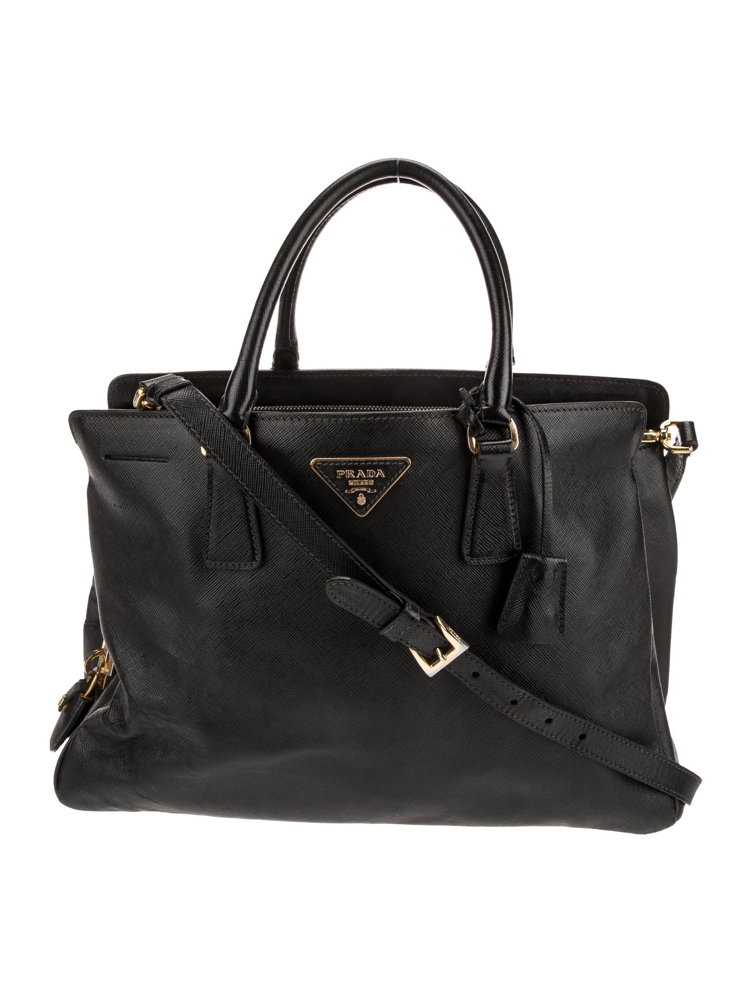 Prada Saffiano Leather Black Saffiano Lux Leather Gardener's Tote