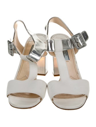 Prada Leather T-Strap Sandals