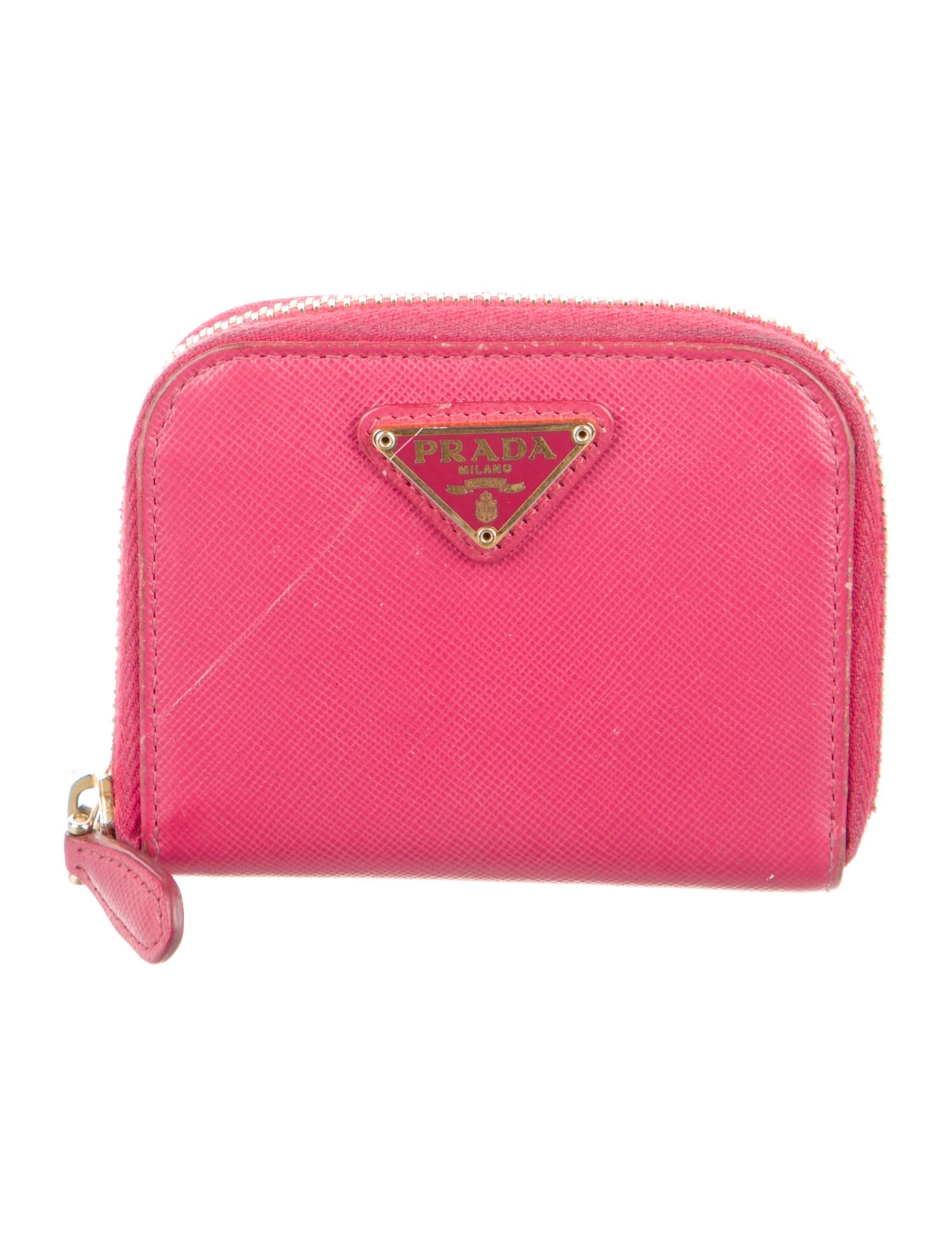 Prada Saffiano Triangle Leather Compact Wallet