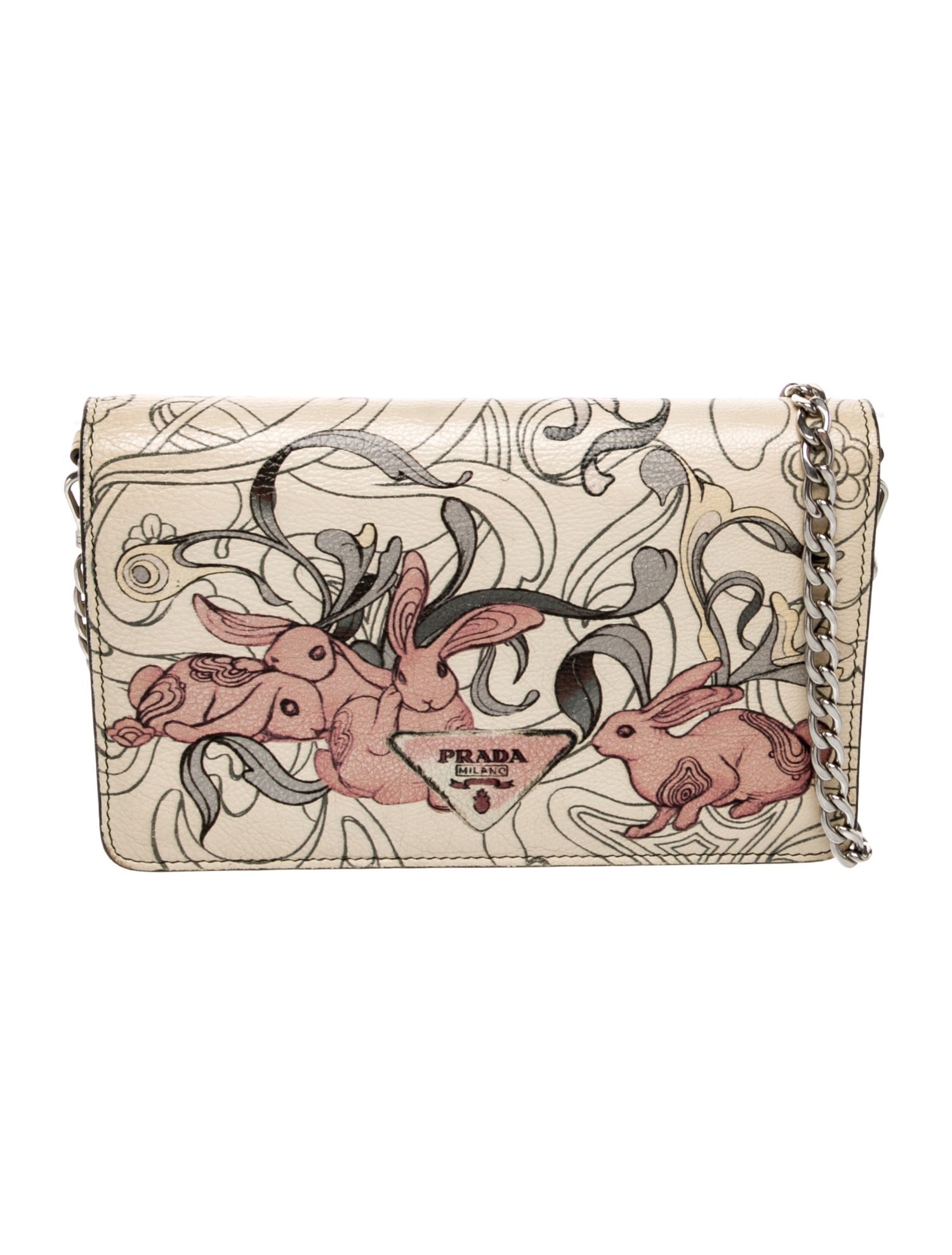 Prada Signature X James Jean Rabbit Print Wallet on Chain