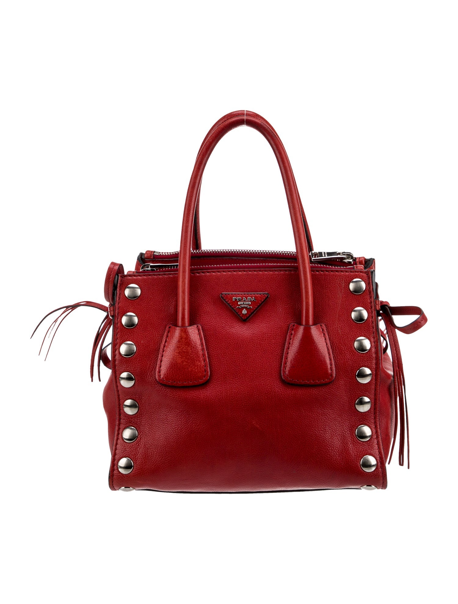 Prada Glace Calf Leather Twin Pocket Fringe