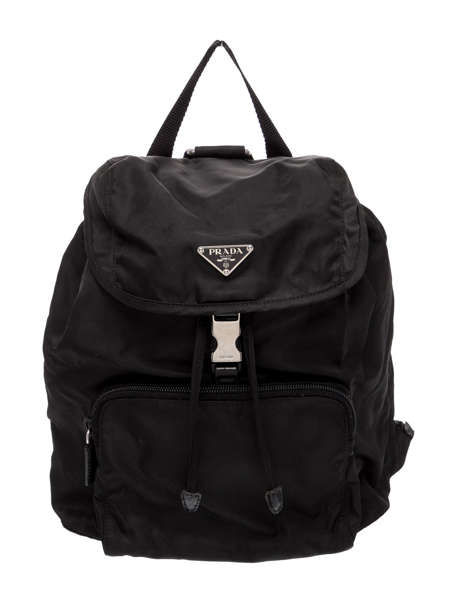 Prada Enameled Metal Triangle Backpack