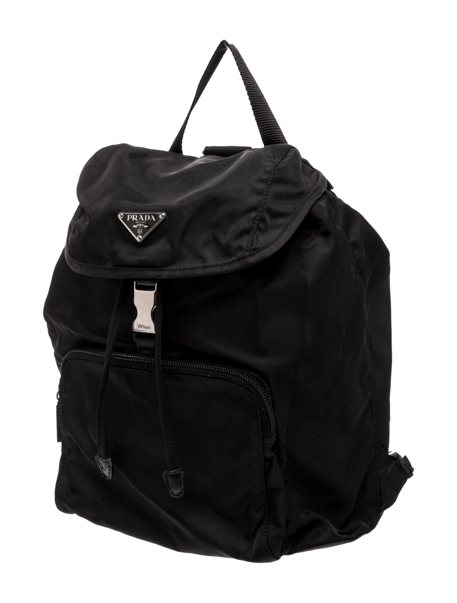 Prada Enameled Metal Triangle Backpack