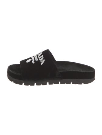 Prada Velvet Printed Slides