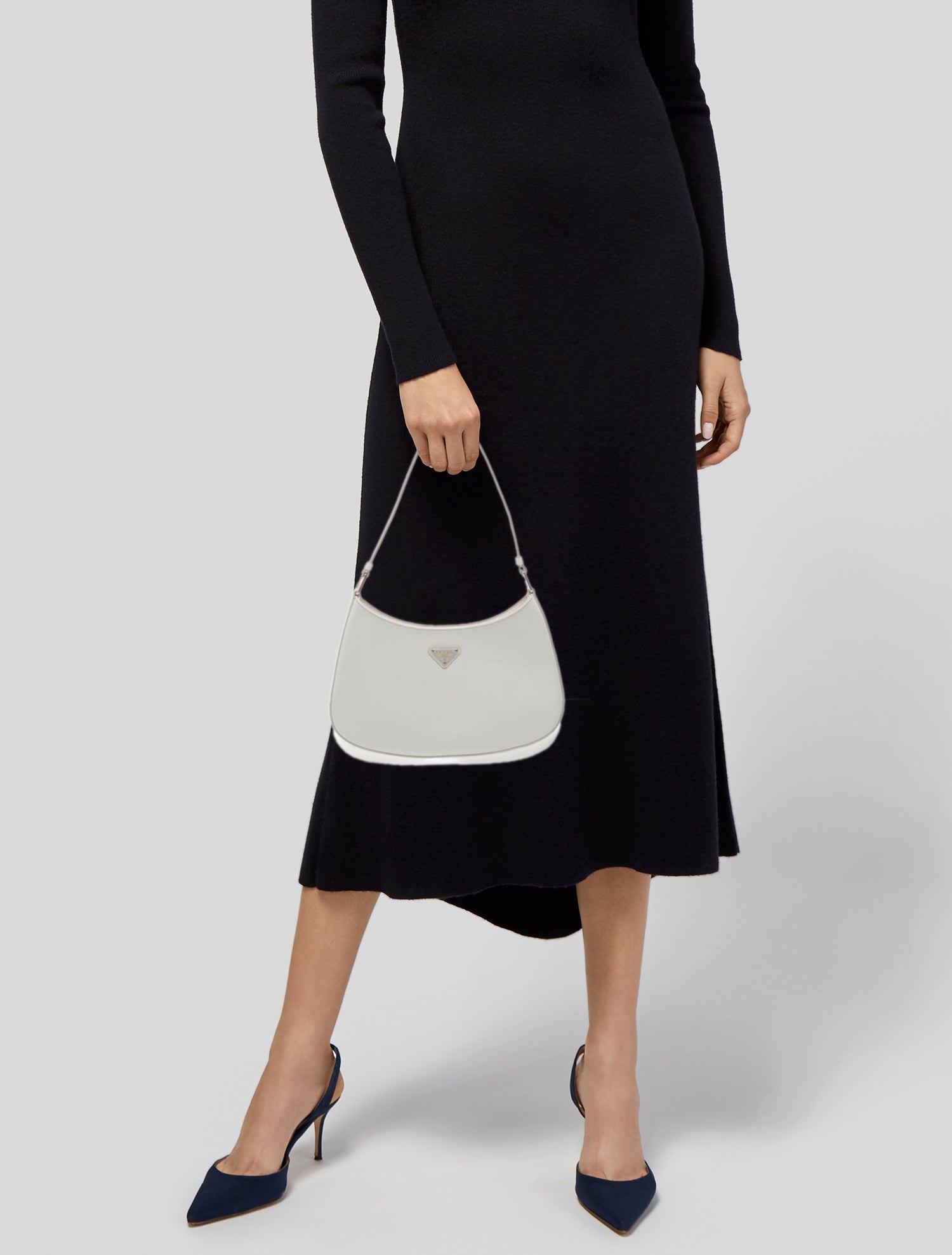 Prada Enameled Metal Triangle Cleo