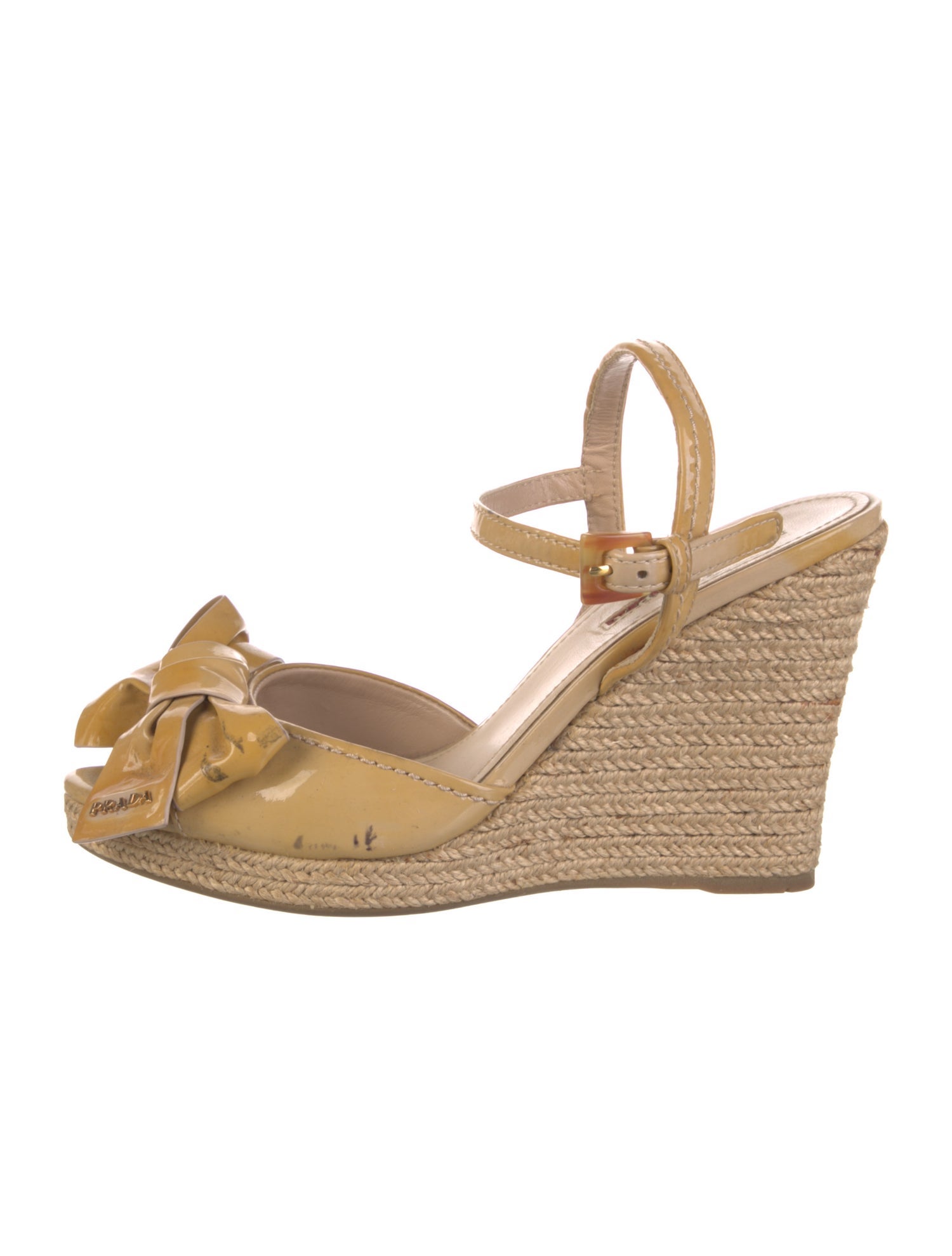 Prada Sport Patent Leather Bow Accents Espadrilles