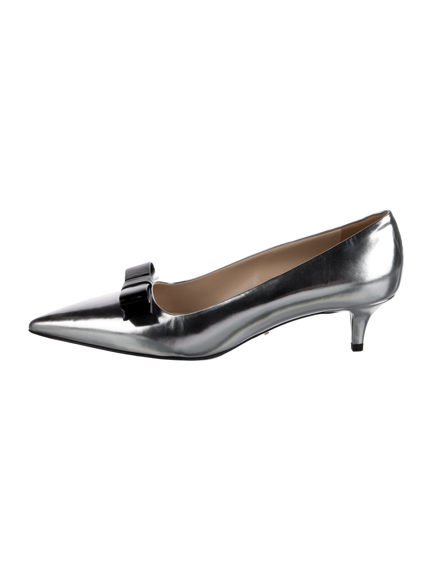 Prada Patent Leather Bow Accents Mules