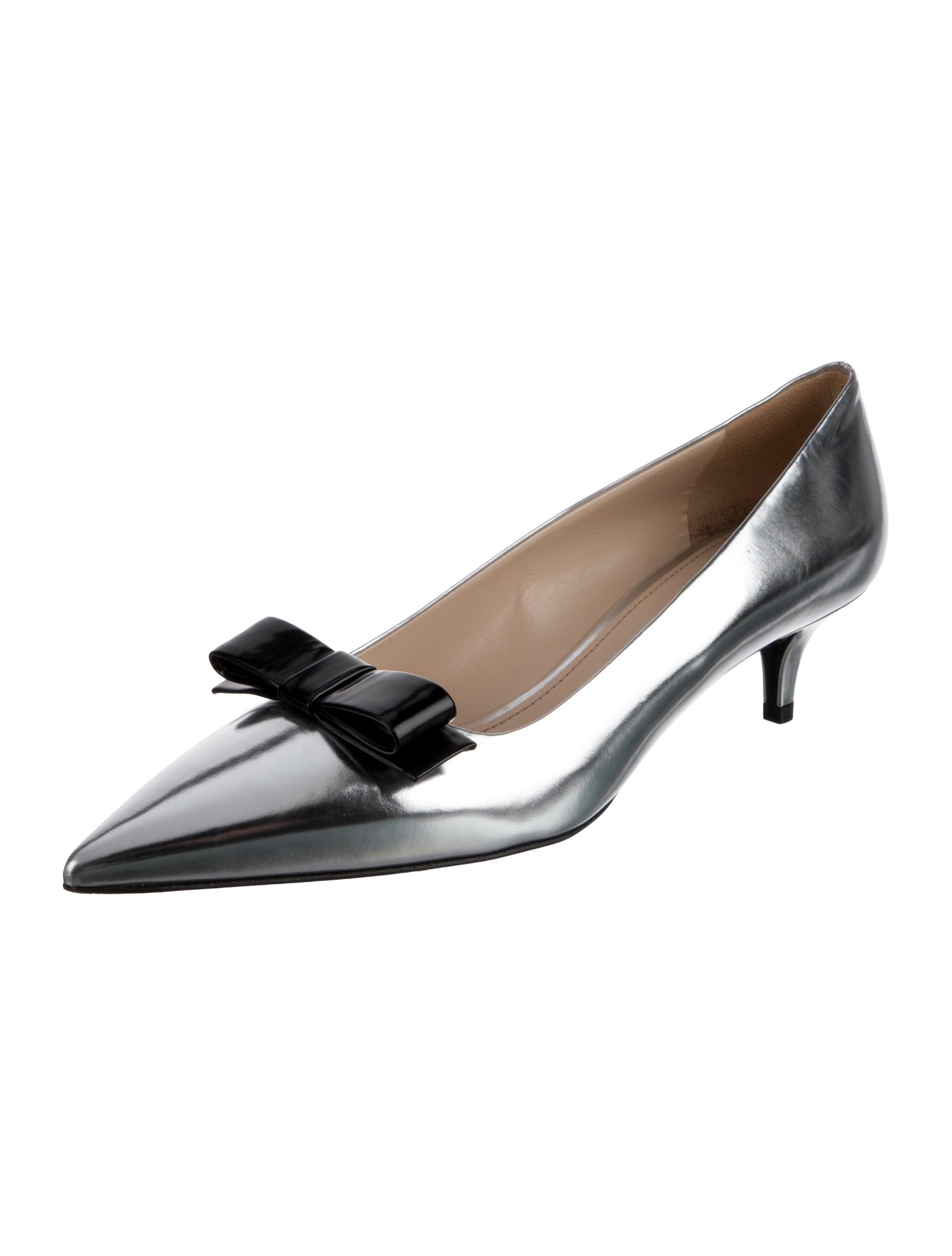 Prada Patent Leather Bow Accents Mules