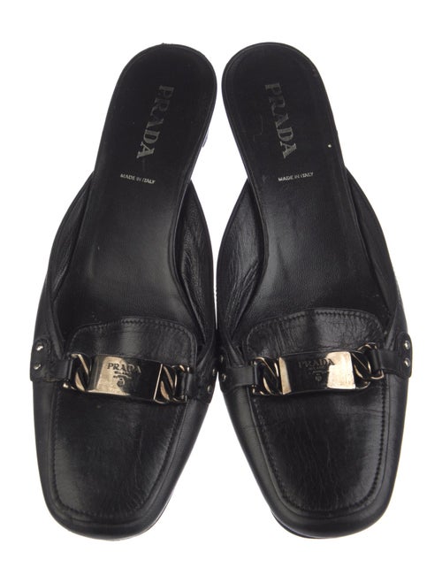 Prada Leather Chain-Link Accents Mules