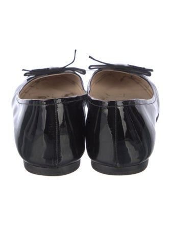 Prada Patent Leather Bow Accents Mary Jane Flats