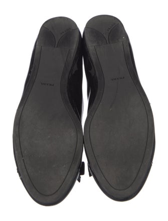 Prada Patent Leather Bow Accents Mary Jane Flats