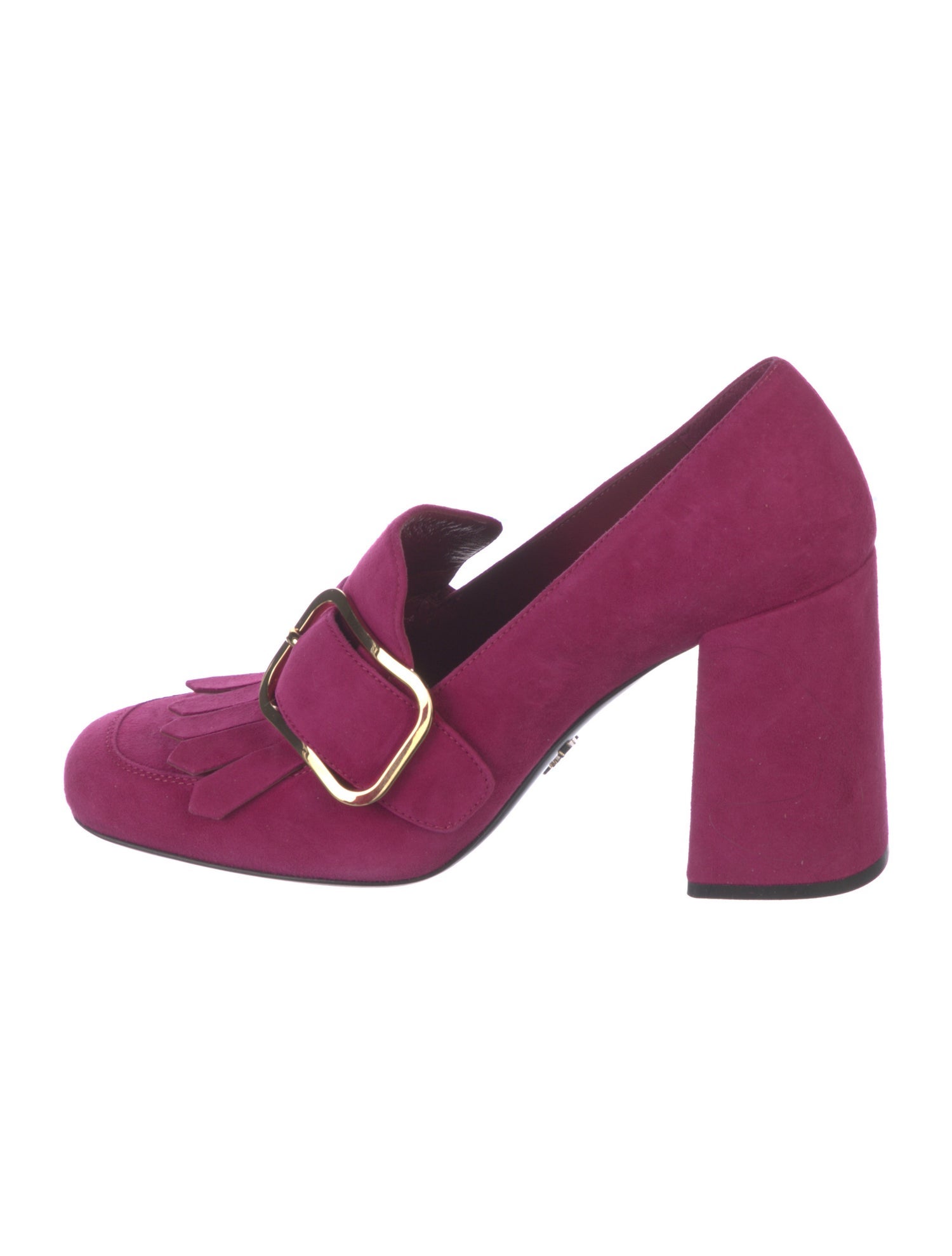 Prada Suede Fringe Trim Accent Pumps