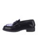Prada Enameled Metal Triangle Leather Loafers
