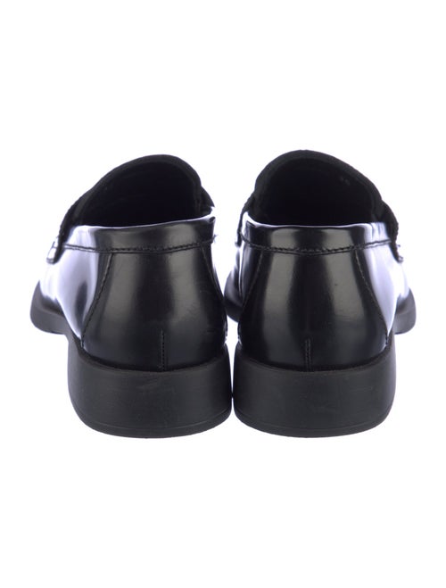 Prada Enameled Metal Triangle Leather Loafers