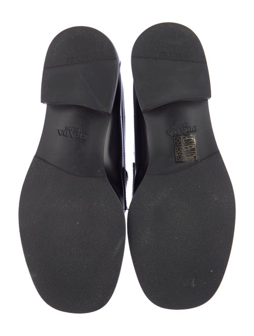 Prada Enameled Metal Triangle Leather Loafers