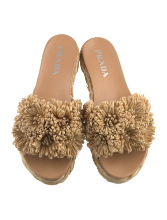Prada Raffia Braided Accents Slides