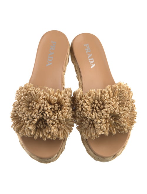 Prada Raffia Braided Accents Slides