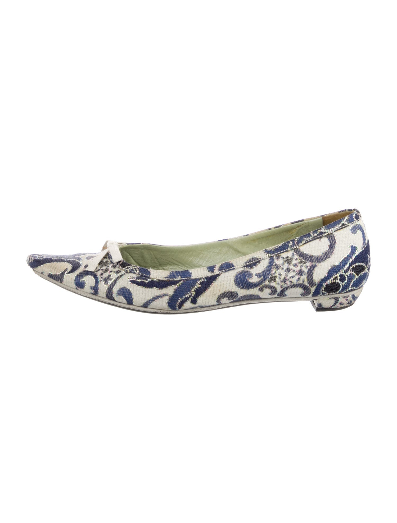 Prada Printed Bow Accents Flats