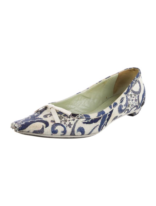 Prada Printed Bow Accents Flats